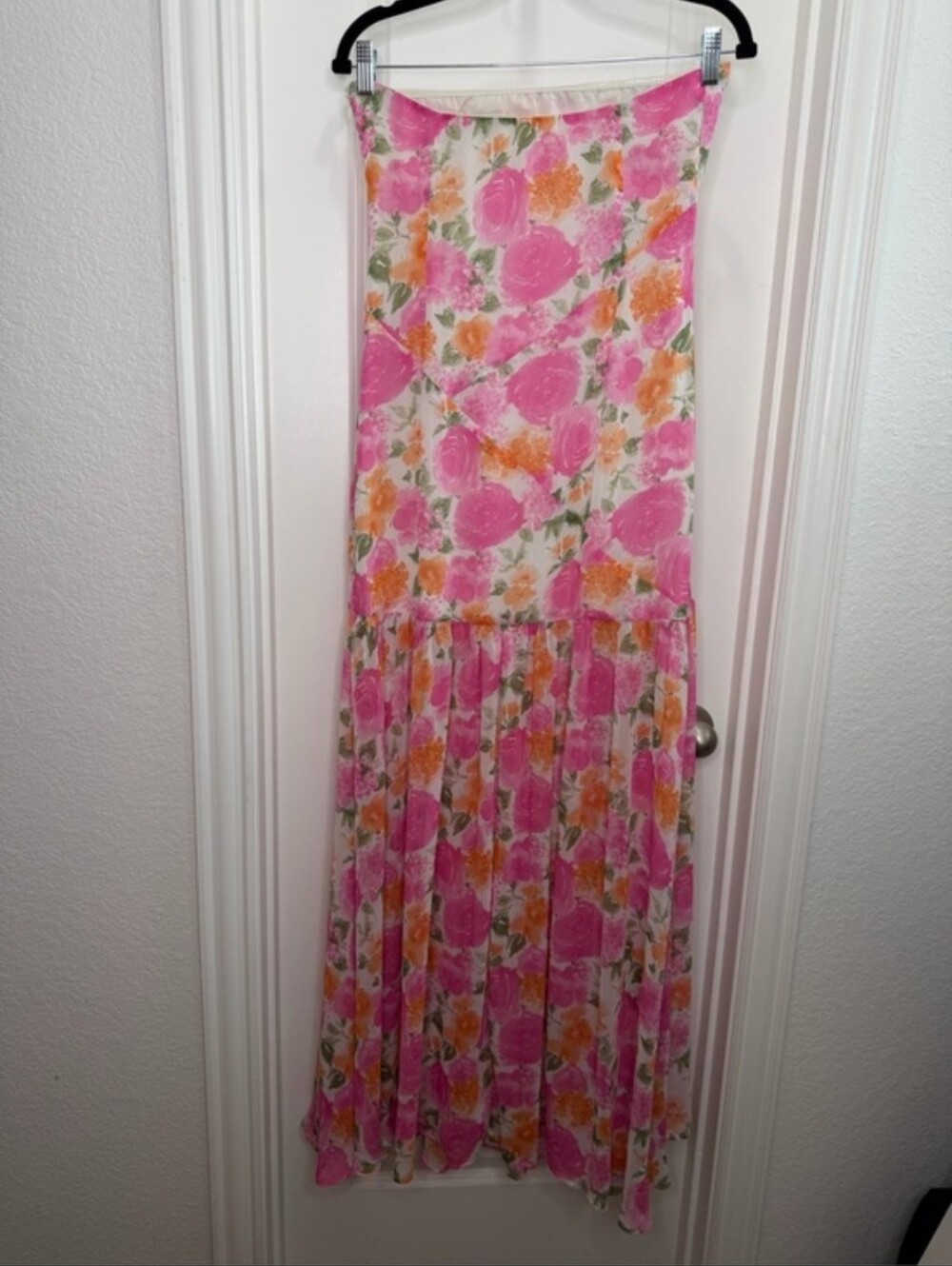 12th Tribe LaBelle Strapless Pink Floral Maxi Dress - Picture 8 of 11